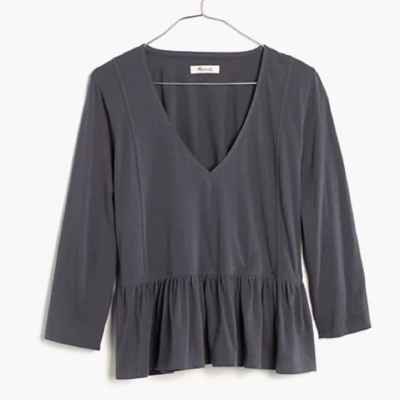 MADEWELL WOMEN’S Deep-V Peplum Tee XS - Picture 1 of 6
